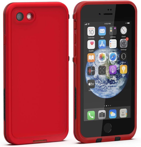 Diverbox Waterproof Case for iPhone SE 2020/iPhone 8, Shockproof IP68 Full-Body Cover with Screen Protector, Bright Red