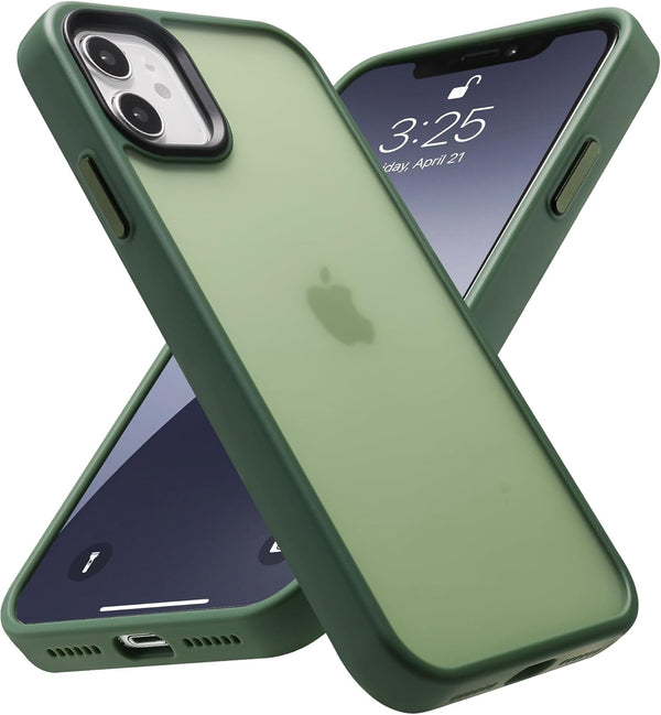 Shockproof Hard Back Case for iPhone 11, Military Grade Drop Protection, Frosted Green