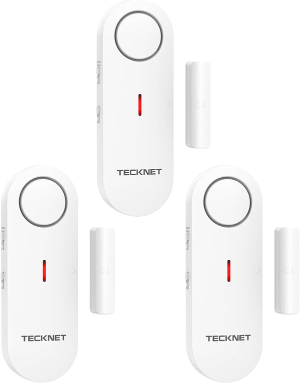 TECKNET Door Alarms for Kids Safety, Window Alarm Pool Alarms, 2-in-1 Alarm & Chime, 3-Level Volume Control, Wireless