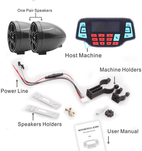 USB Bluetooth Waterproof Motorcycle Audio Radio Sound System, Stereo Speakers MP3