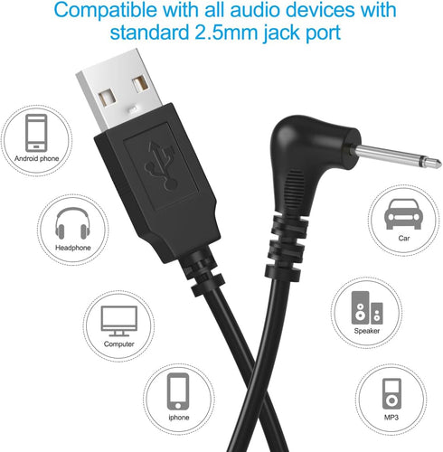 USB DC Charging Cable | 3ft Fast Charger Cord, 2.5mm Replacement, 5V USB Charger Wire for Quick Charging