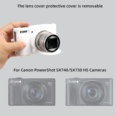 SZHSYJY White Camera Case for Canon PowerShot SX740/SX730, Soft Silicone Protective Bag with Removable Lens Cover