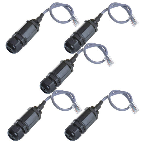 5PCS M20 RJ45 Waterproof Cat5 8P8C Connector, IP67 Ethernet LAN Cable Connector for Outdoor LAN Coupler Adapter