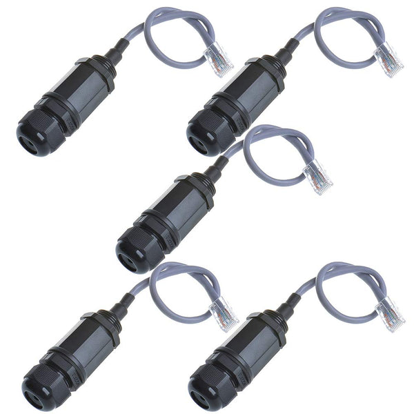 5PCS M20 RJ45 Waterproof Cat5 8P8C Connector, IP67 Ethernet LAN Cable Connector for Outdoor LAN Coupler Adapter