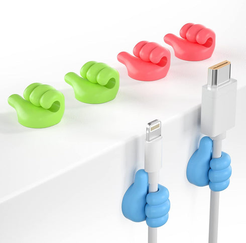 12Pcs Cable Clips, Fun Cord Holders for Desk Wall, USB Charger Cable Management, Key Hanger