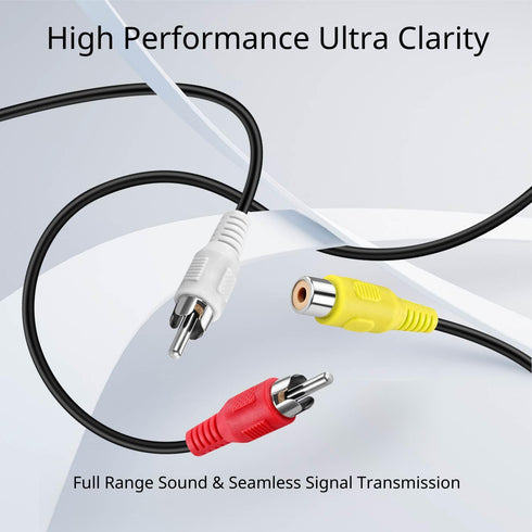 TNP 3 RCA Extender Extension Cable (6 Feet) - 3RCA Male to Female Red White Yellow Cable - Audio Video Composite