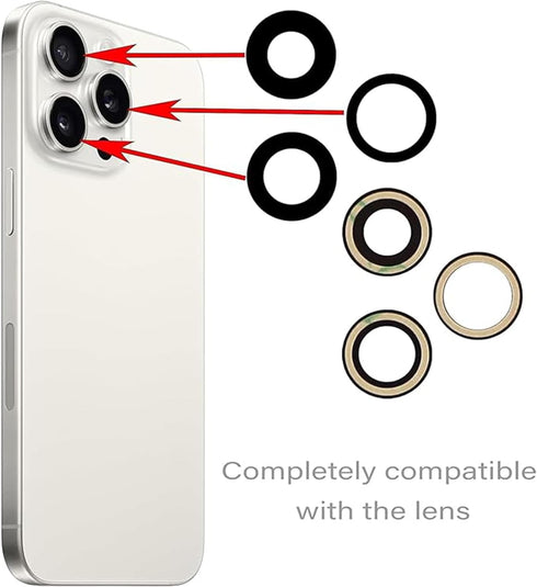 3pcs/Set Camera Lens Replacement for iPhone 15 Pro 6.1 inch Rear Glass with Pre-Installed Adhesive + Repair Tool Kit,