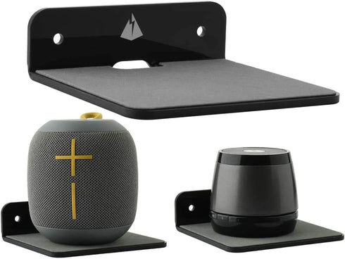 TXEsign Small Wall Shelf Speaker Stand - Mount for Webcam, Cell Phones, Mesh Router, Display Shelf Acrylic (Black)