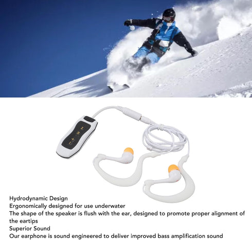 Dpofirs IPX8 MP3 Swimming (8GB) Player, Music Player with Earphones for Surfing Water Sports, Built in Storage