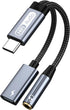 USB C to 3.5 mm Headphone and Charger Adapter, 2-in-1 USB C to 3.5 mm Female and USB C Charging Port, Fast Charging