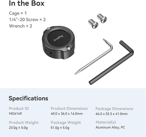 SMALLRIG Cage for AirTag, Camera Adapter Mount with Dual 1/4"-20 Screw Mount, Compatible with Camera Cage and Camera