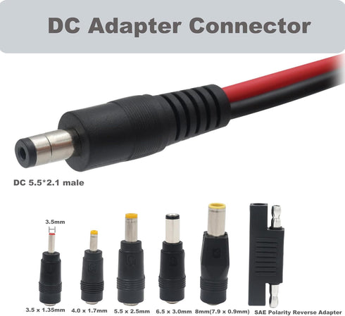 COMeap SAE to DC Adapter: 3.31ft SAE to DC5521 Male Connector Cable with Polarity Reverse Adapter for Jackery Solar
