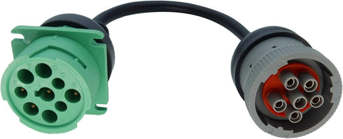 6pin J1708 to Type2 Green 9pin J1939 Adapter Cable for Trucker and Car 1ft/30cm