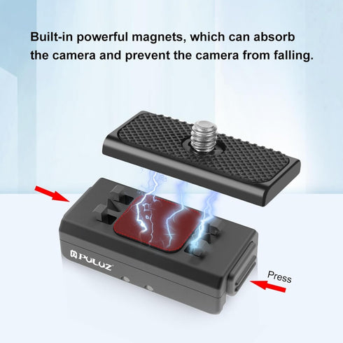 PULUZ Magnetic Quick Release Mount for Insta360 Ace Pro/Ace Action Camera, Aluminium Alloy Base with 1/4-inch Screws