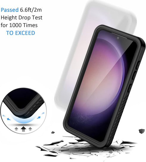 Lanhiem Galaxy S23+ Case, Rugged IP68 Waterproof & Dustproof Cover with Built-in Screen Protector, Black/Clear.