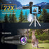 APEXEL 6 in 1 Phone Lens Kit - 22X Telephoto, 205° Fisheye, 120° Wide Angle & 25X Macro Lens, Compatible with iPhone &