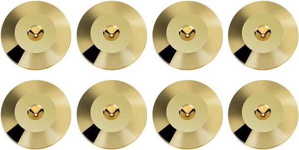 Speaker Base Pad, 8 Pcs Gold Universal Copper Speaker Spikes Isolation Stand Feet Cone Base Mats Floor Disc