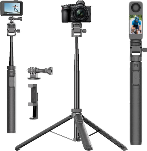 Auleda 70" Selfie Stick Tripod for Gopro Action Camera, Lightweight Phone Tripod Stand