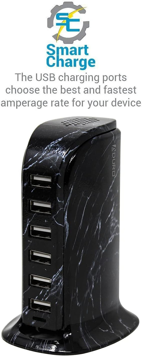 Aduro 40W 6-Port USB Desktop Charging Station Hub Wall Charger for iPhone, iPad, Tablets with Smart Flow