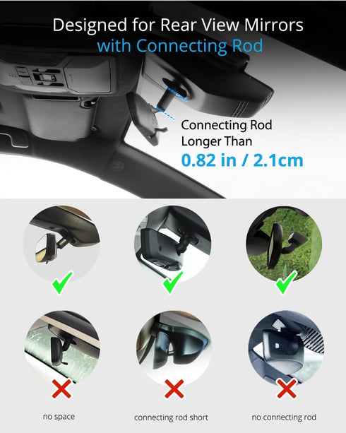 Quyee 4-7 Inch Upgraded Phone Holder for Your Car, Rear View Mirror Phone Holder - Aluminum Alloy Mount Multi-Angle