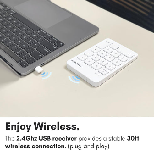 Macally 10 (2.4G USB C Wireless Number Pad | Numeric Keypad for Mac MacBook iMac | Wireless Key for Laptop PC Computer