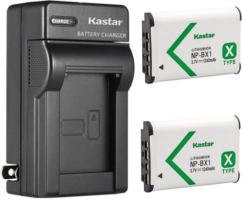 Kastar 2-Pack NP-BX1 Battery and AC Wall Charger for Sony ZV-1, ZV-1F, ZV-1 II, Hasselblad Stellar Digital Camera