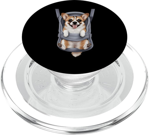 Corgi Puppy Lover PS Funny Corgi Puppy In A Baby Carrier. Dog Lover PopSockets PopGrip for