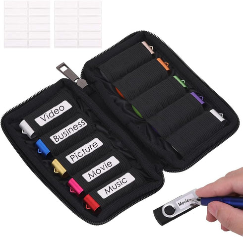 USB Flash Drive Case, Soft Material Thumb Drive Holder Organizer, Portable Bag for USB Memory Stick with 10 Slots