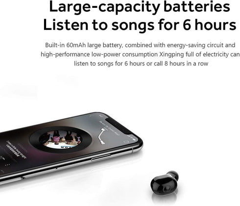Bluetooth Wireless Earbud Mini Wireless Earbud Bluetooth V5.0 in Ear Headphone with 4-5 Hours Playtime Headset with Mic for iPhone iPad Samsung Galaxy LG and Smartphones (Black)