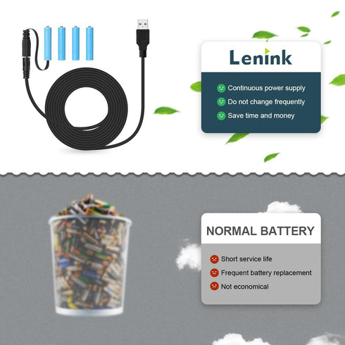Lenink Power Supply Cable for AAA Battery, Replace AAA Battery