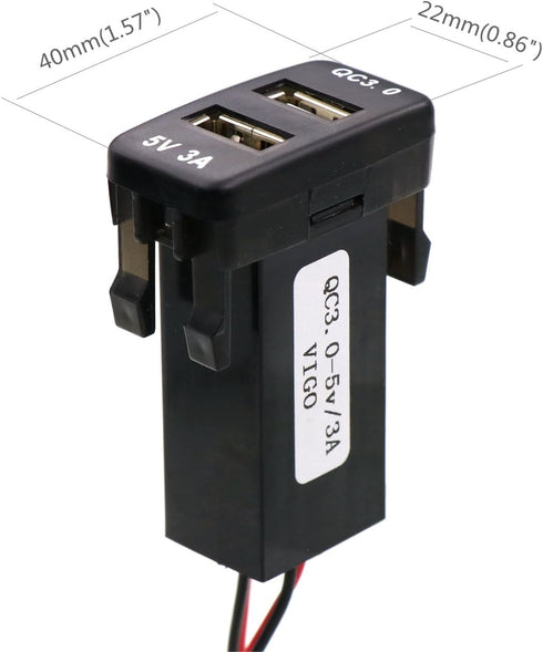 QC3.0 + 5V 3A Dual USB Power Socket - Quick Charge Car Charger USB Adapter for Smartphone, PDA, Android GPS for Toyota