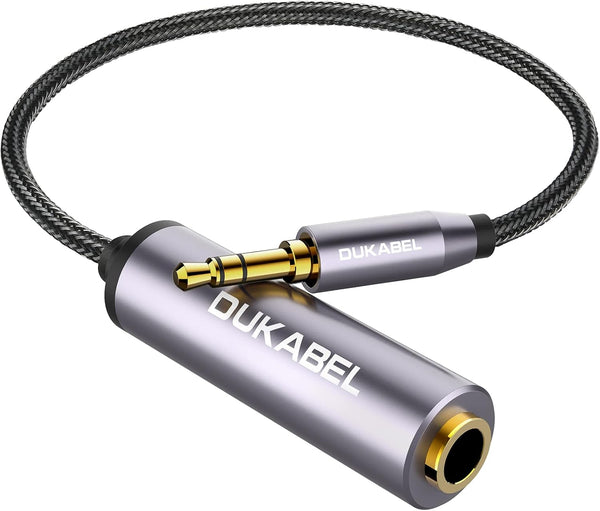 DUKABEL 1/4 to 3.5mm Adapter, Female to Male Headphone Adapter, 30CM/12 inch for Headphone, Guitar, Amp
