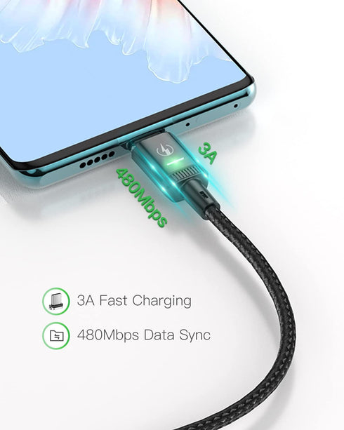 Kuulaa Magnetic USB C Cable (2 Pack 3ft) - 3A Fast Charging Nylon Braided USB Type C Charger for Samsung.