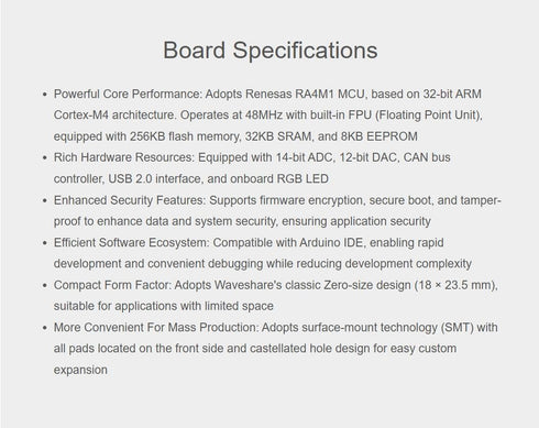 TUOPUONE RA4M1-Zero 32-bit MCU-RA4M1, 48MHz Mini Development Board, Based On Operating Frequency, Built-in FPU