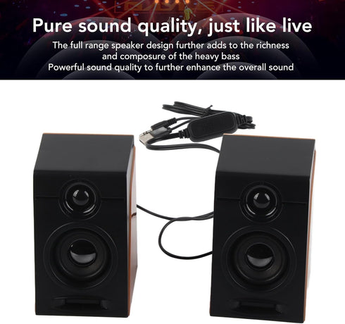 Zopsc Computer Speakers, 2pcs HiFi Deep Bass PC Stereo Speakers with Adjustable Volume for Desktop, Laptop