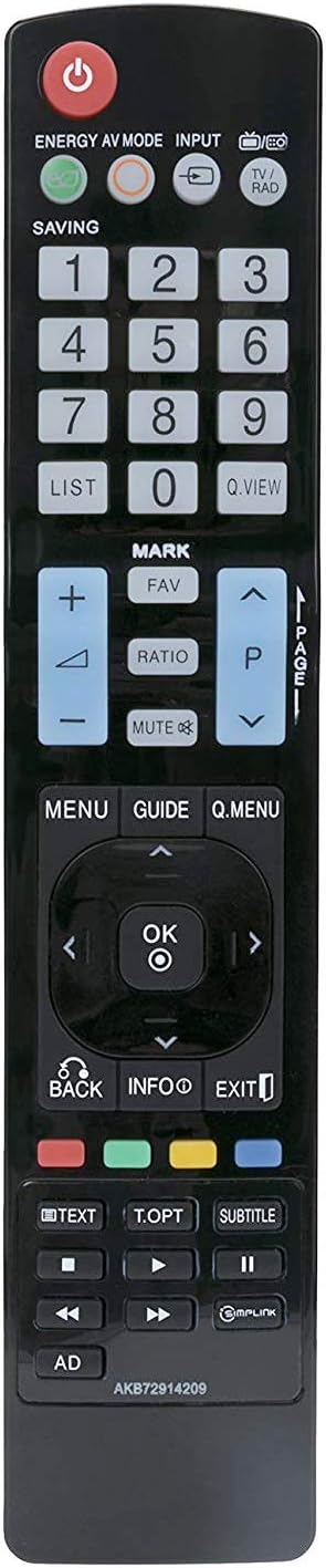 ALLIMITY AKB72914209 Remote Control Replacement for LG TV Models 42PJ250N-ZC, 50PK350, 60PK790