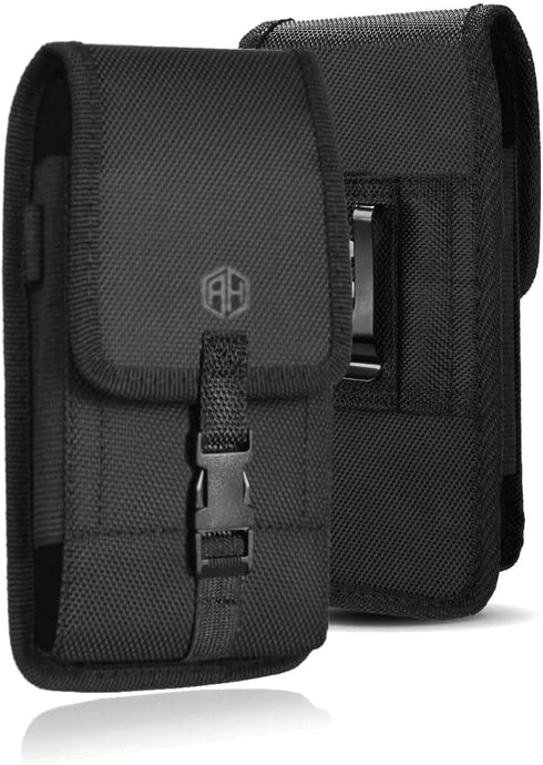 AH Military Grade Nylon Cell Phone Belt Holder for Men, Android Pouch Carrying Clip for iPhone 6 6S 7 8 X XR XS 11 12