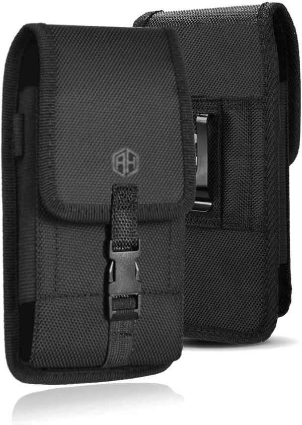 AH Military Grade Nylon Cell Phone Belt Holder for Men, Android Pouch Carrying Clip for iPhone 6 6S 7 8 X XR XS 11 12