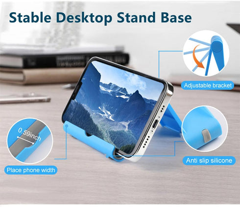 JUSDIQIR 2 Pack 2 Cell Phone Stand for Desk Mobile Phone Holders Desktop Tablet Stand, Foldable Phone Dock Universal