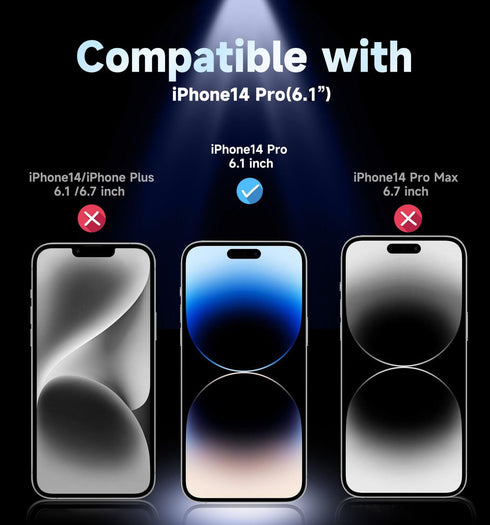 MAGIC JOHN 2 Pack for iPhone 14 Pro Privacy Screen Protector 6.1 inch, Tempered Glass, Auto Dust-Elimination Installation, Bubble Free, Anti Scratch, Case Friendly
