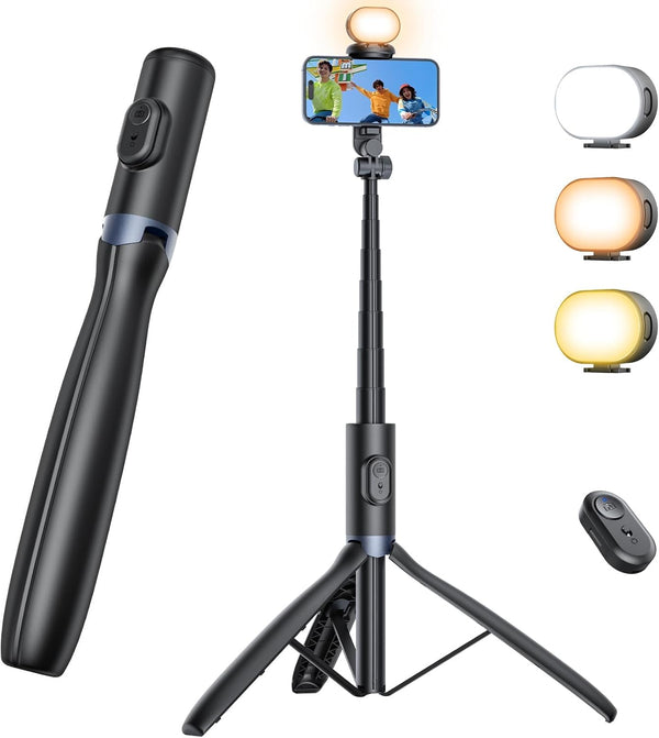 ANXRE 67.7" Selfie Stick Tripod with Light, NT99 Extendable Tripod Stand with Remote