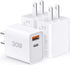 USB C Super Fast Charger - 3-Pack 30W Dual Port PD+QC Fast Charger Adapter Block for iPhone, iPad, MacBook