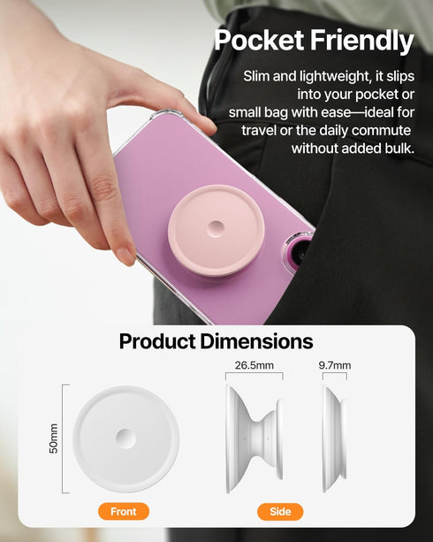Sinjimoru for Soft Silicone Phone Grip Stand, Strong Adhesive Slim Holder for Comfortable One-Hand Use on Any
