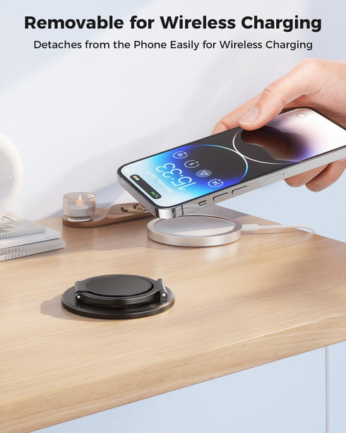 SUPERONE Magnetic Ring Holder for MagSafe Dual-Side Magnetic, Removable Gym Phone Grip with Kickstand for iPhone