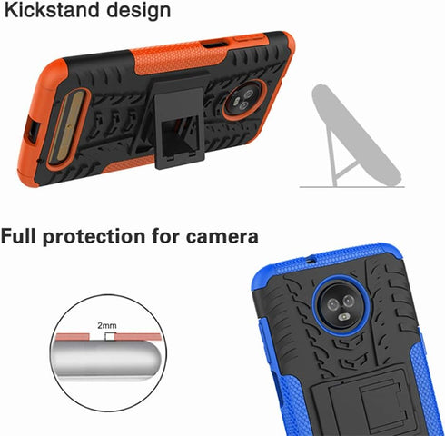 Yiakeng Moto Z3 Case, Dual Layer Shockproof Slim Protective Hard Phone Cover with Kickstand for Motorola Moto Z3 (Red)