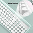 Rechargeable Keyboard and Mouse Combo, 2.4Ghz Wireless Retro Mute Set for Laptop Desktop PC, Light Green