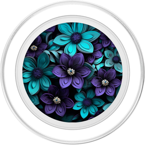 PopSockets PopGrip for MagSafe - Teal Blue Flower Wildflower Bouquet Purple Floral Design Art