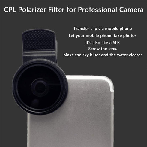 37mm CPL Filter, Universal Circular Polarizer Lens Filter, Cell Phone Lens Accessory Kit with CPL Lens and Clip
