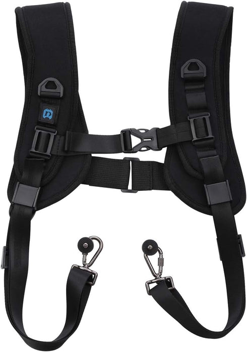 PULUZ Dual Camera Shoulder Harness, Quick Release Double Camera Tether Strap with Soft Pad and 1/4 inch Screw