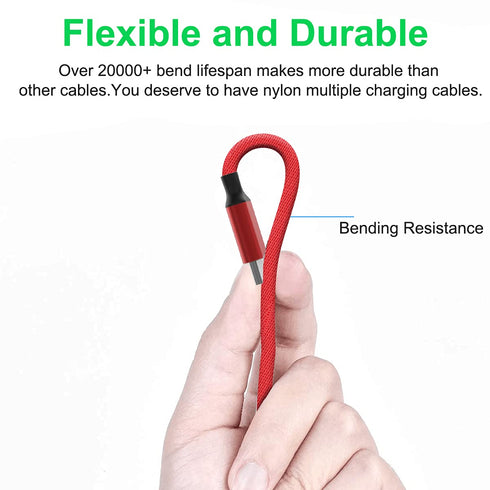 Multi 3 in 1 USB Long iPhone Charging Cable, 1.8M/5.9Ft Nylon Braided Universal Phone Charger Cord for